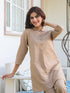 Beige Cotton Solid A-line Co-ord Set